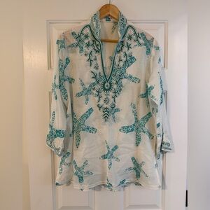 Barbara Gerwit Turquoise Beaded Starfish Coverup.